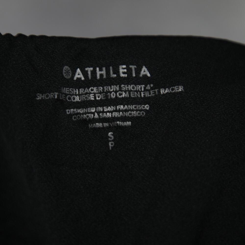 Athleta Shorts Womens Small Black Mesh Racer Run 4" Lined Running Zip Pocket - Picture 9 of 10